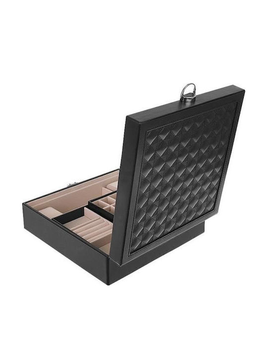Κουτί Κοσμημάτων με Καθρέφτη Μαύρο 25.5x25.5x30cm