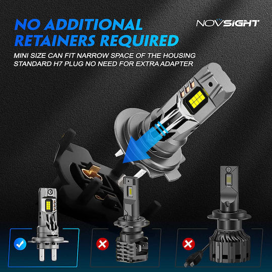 NovSight Λάμπες Αυτοκινήτου H7 LED 6500K Ψυχρό Λευκό 70W 2τμχ