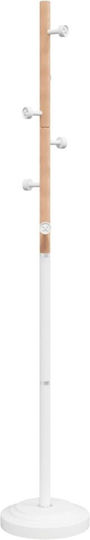 vidaXL Metallic Coat Rack White / Natural 30x30x177cm