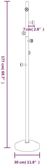 vidaXL Metallic Coat Rack White / Natural 30x30x177cm