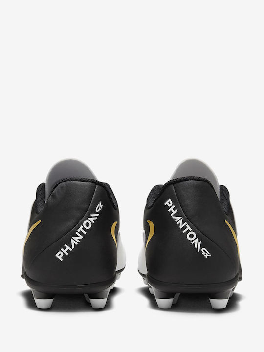 Nike Phantom GX 2 Club Football Shoes with Cleats White / Metallic Gold Coin / Black