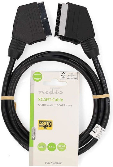 Nedis Cable Scart male - Scart male 1.5m Silver CVGL31001BK15
