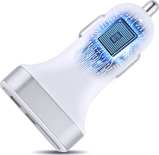 Hoco Z3 Φορτιστής Αυτοκινήτου 3.1A με Θύρες: 2xUSB Λευκό Χρώμα
