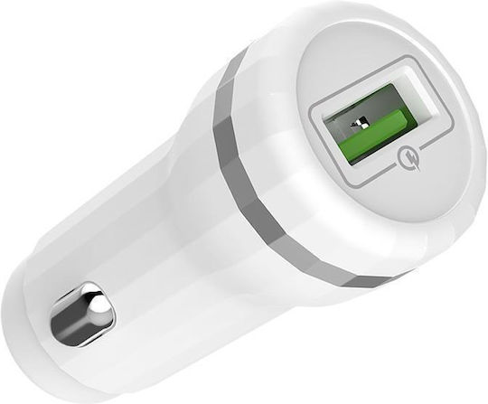 Hoco Z27A Autoladegerät 18W Schnellladen mit einem Anschluss 1xUSB-A Weißes Farbe