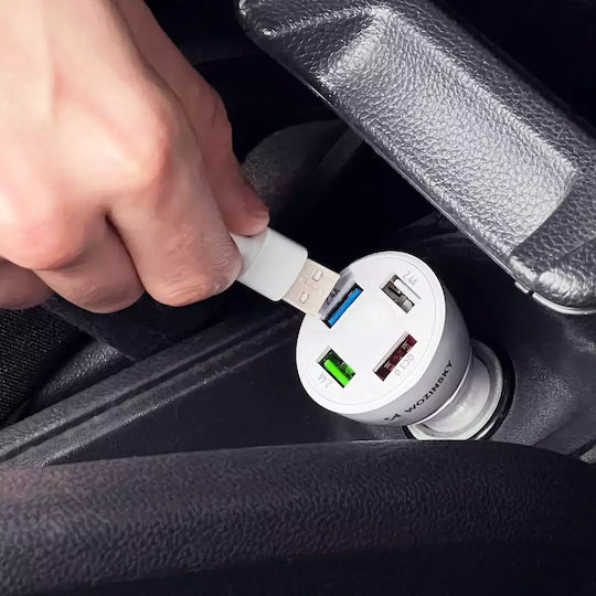 Wozinsky Φορτιστής Αυτοκινήτου 50W 1.5A με Θύρες: 4xUSB Λευκός