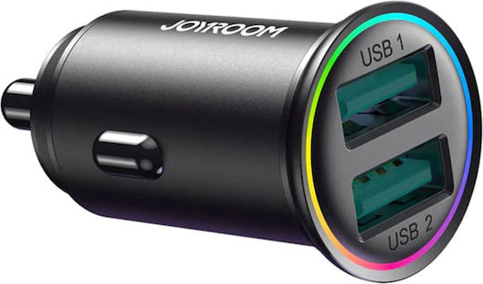 Joyroom JR-CCN03 Φορτιστής Αυτοκινήτου 24W με Θύρες: 2xUSB Μαύρο Χρώμα