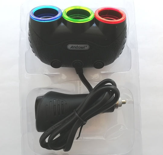 Awei Auto-Ladegerät 5A mit Anschlüssen: 3xZigarettenanzünder Schwarz Farbe