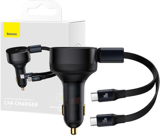 Baseus Baseus Handy-Autoladegerät 33W 3.5A mit 2xType-C Anschlüsse inklusive Kabel Type-C Schwarz