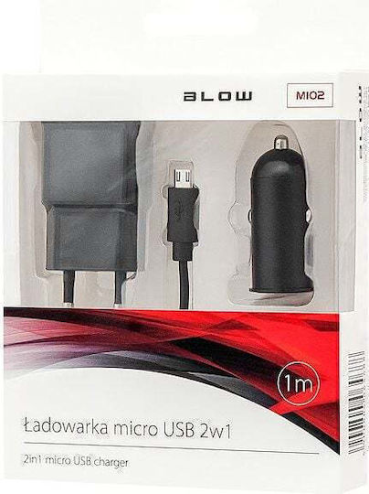 Blow Зарядно за кола 2Спецификация с един Порт: 1xUSB заедно с Кабел Micro-USB Черен Цвят