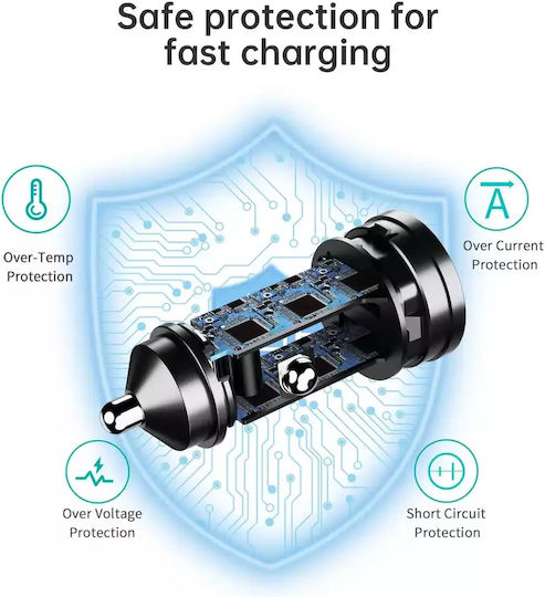 Choetech Choetech Handy-Autoladegerät 60W 2.4A mit einer Buchse 1xUSB-A Schwarz Farbe