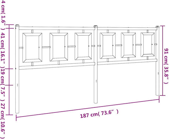 vidaXL Metallic White Bed Headboard 187x91cm