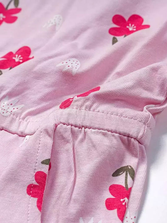 Kinderstoff-Latzhose Blumenrosa