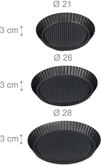 Set 3 bucăți Tartă rotundă cu diametru 21 Cm 26 Cm 28 Cm 28 Cm