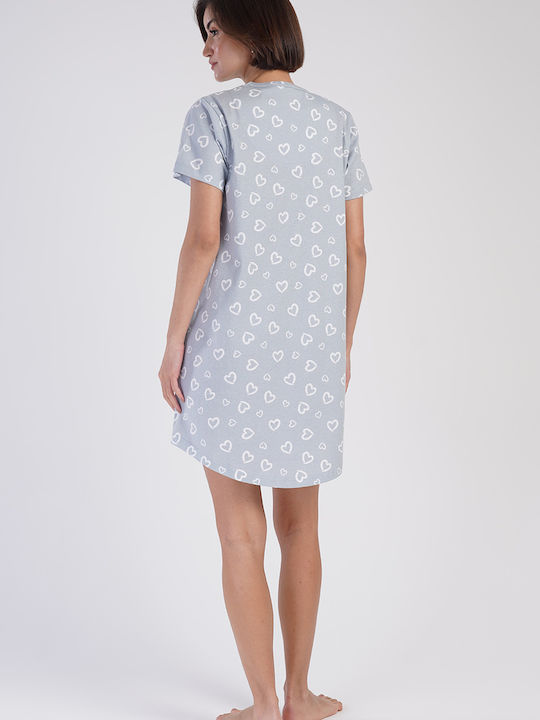 Vienetta Secret Summer Cotton Women's Nightdress All Over Print Hearts