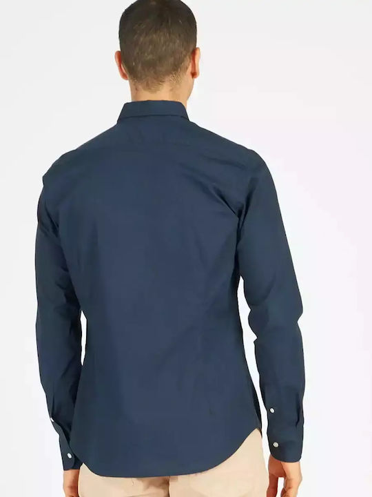 Langärmlig Baumwolle Hemd Dark Blue