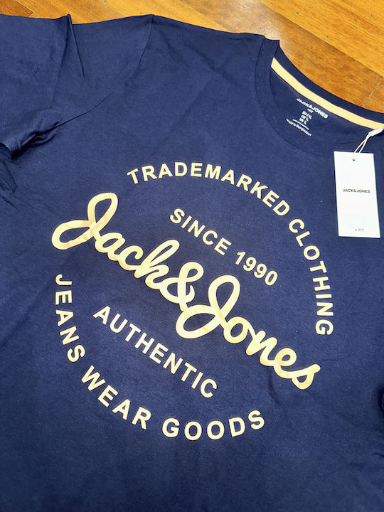 Jack & Jones T-shirt Bărbătesc cu Mânecă Scurtă Marina