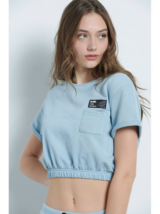 BodyTalk Damen Crop Top Kurzärmelig Blau