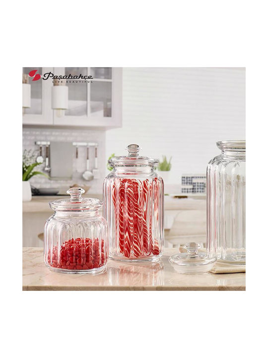 Espiel Set of 4pcs Jars General Use with Lid Glass Transparent 1500ml