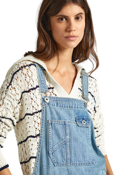Abby Fabby Damen Denim Einteiler Shorts Blue