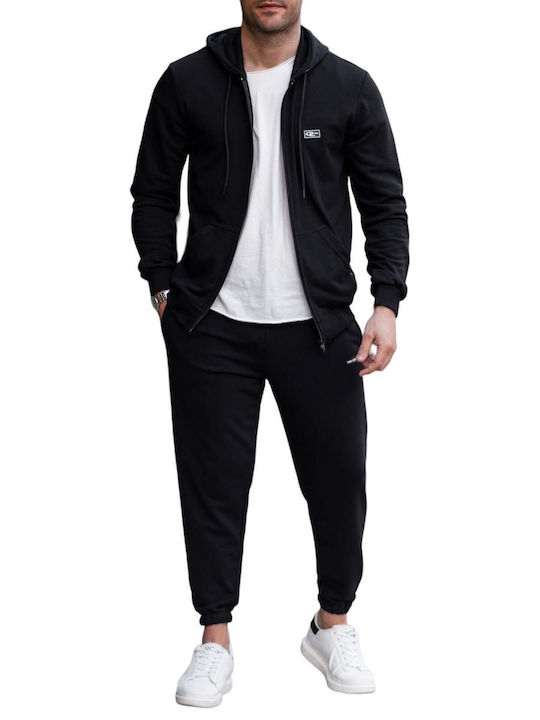 Clever Men's Sweatshirt Jacket with Hood Black