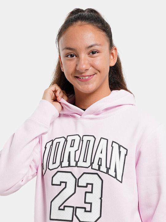 Fleece Kids Sweatshirt with Hood and Pockets Pink Foam