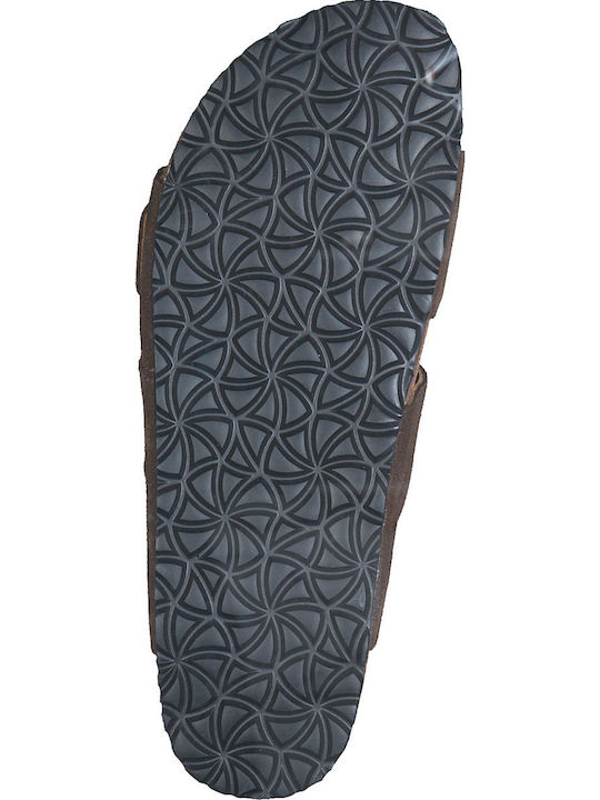 Leather Women's Flat Sandals in Brown Color