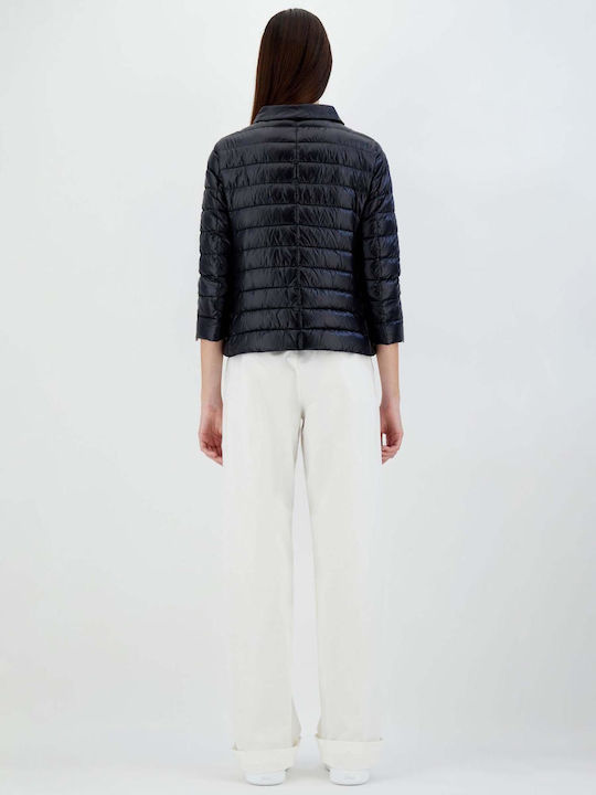 Herno Woven Women's Short Puffer Jacket for Winter Black