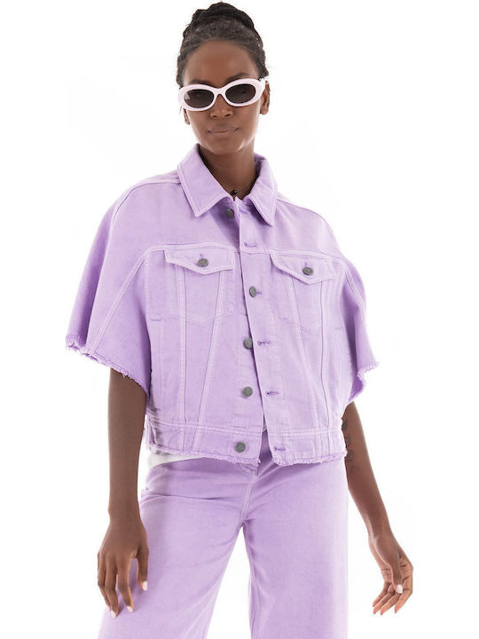 Kurz Damen Jeansjacke Lavender -