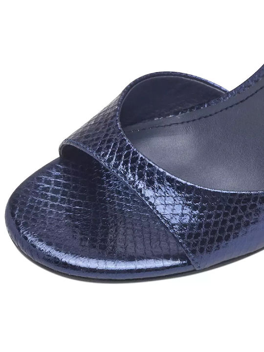 Tamaris Synthetic Leather Women's Sandals Blue with Medium Heel