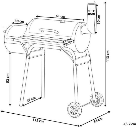 Barbecue Portable Charcoal Grill with Lid 115cmx54cm