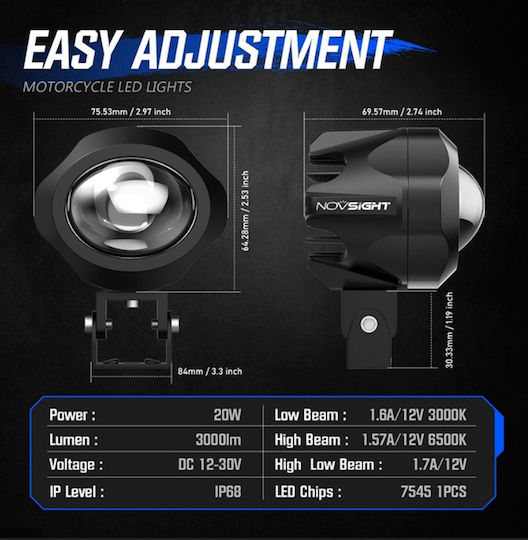 NovSight Проектор за Мотоциклет LED 2бр