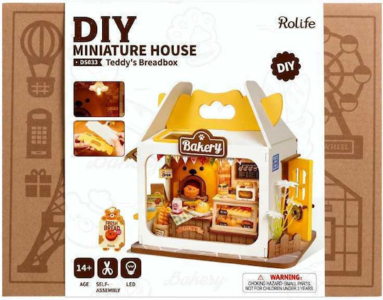 Rolife Bau- und Konstruktionsspielzeug Holz Roboter Teddy's Bread Box Mit LED Für Kinder Ab 14 Jahren
