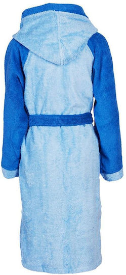 Dimcol Kinderbademantel Happy Smile Hellblau mit Kapuzen- Dimcol Kinderbademantel Happy Smile Hellblau mit Kapuzen-