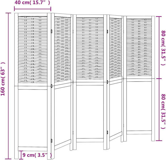 vidaXL Διακοσμητικό Παραβάν Ξύλινο με 5 Φύλλα 175x160cm