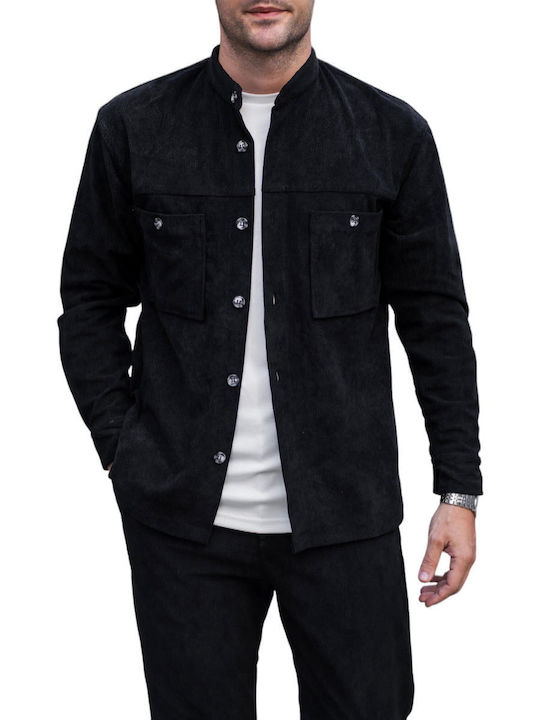 Vittorio Long Sleeve Corduroy Overshirt In Regular Fit Black