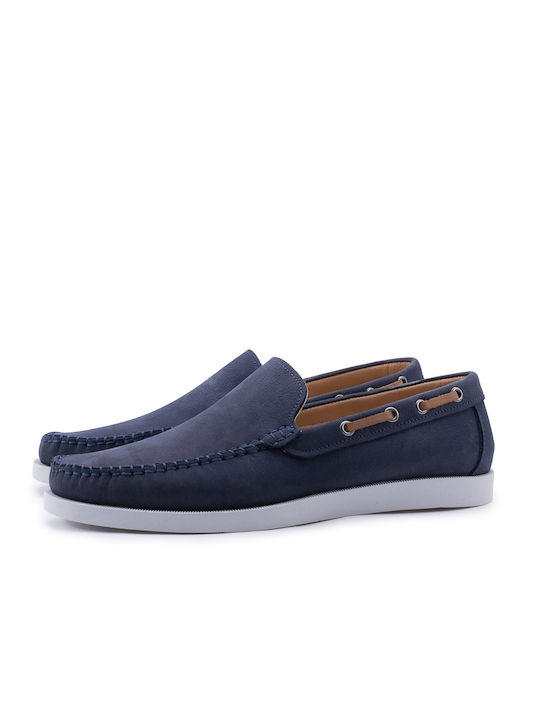 Steve Kommon Men's Leather Loafers Blue