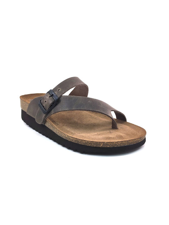 Pegabo Leather Women's Flat Sandals in Brown Color