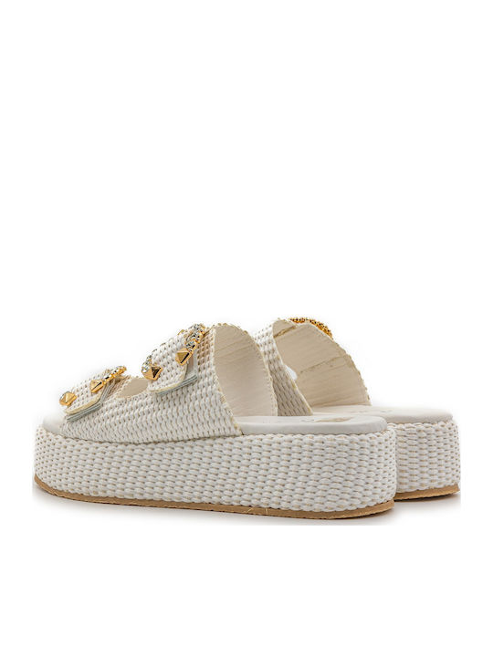 Flache Sandalen für Damen Flatforms in Weiß Farbe