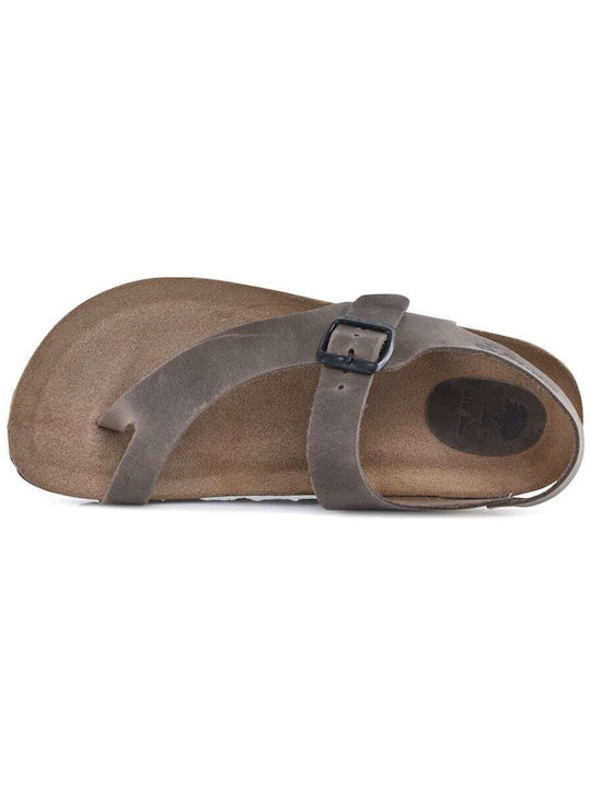 Inter Bios Leather Women's Flat Sandals Anatomic in Brown Color