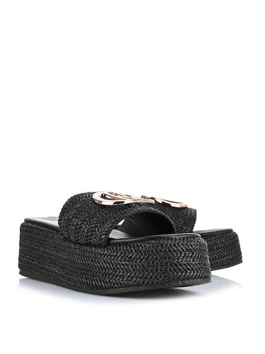 Mariella Fabiani Women's Flat Sandals Flatforms in Black Color