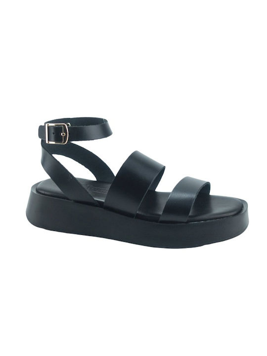 Baroque Leather Women's Sandals Black