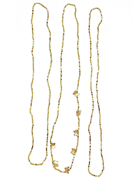 Xx09802 3 Stück Gold Frauen Knöchel Armbänder Mini Perlen & Schmetterling