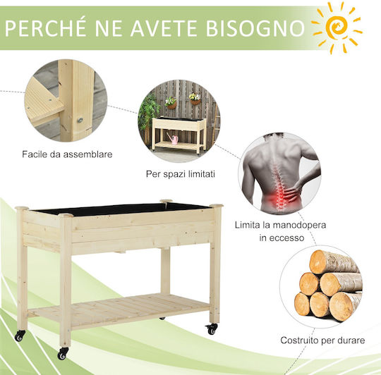 Outsunny Blumenkasten Hölzernes Natural Wood 118x55x83cm.