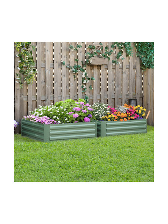 Outsunny Set 2 Planters Metal Galvanized Steel