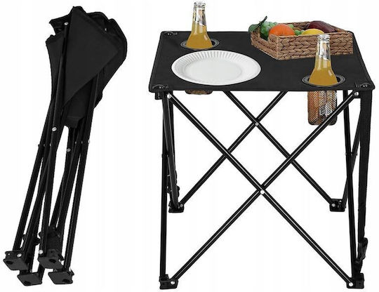 Table Metal for Camping Foldable 46x46x38cm Black