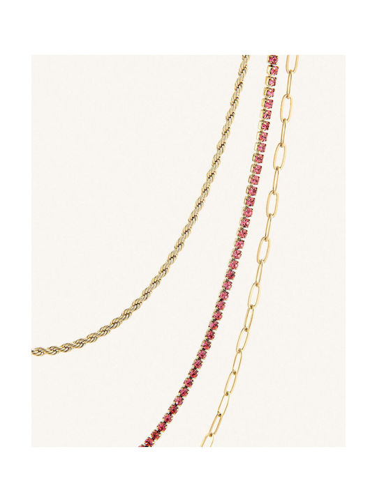 StanStefan Necklace Triple from Pink Gold Plated Steel