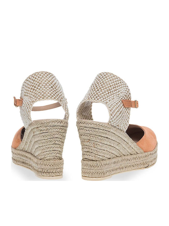 Women's Leather Platform Espadrilles Orange