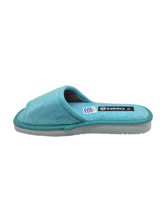 Sabina Terry Winter Women's Slippers in Turquoise color