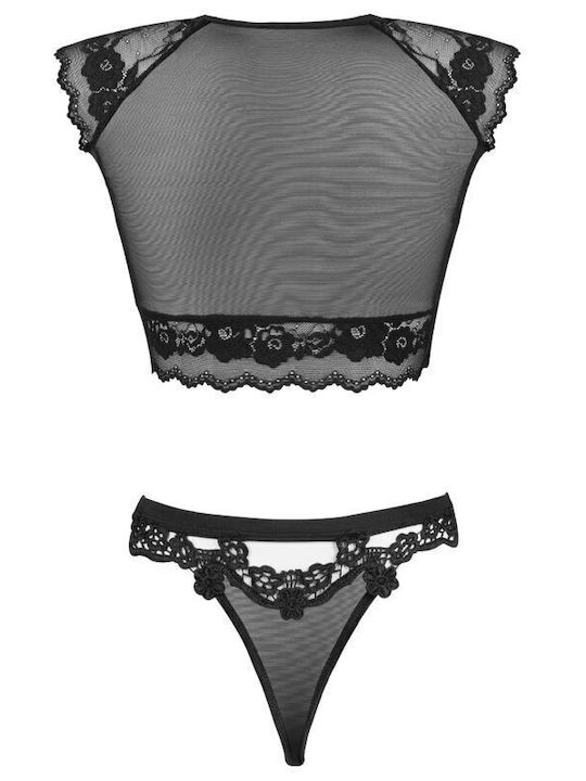 Livia Corsetti Dantelat Set de Lenjerie Sutien cu Șir de caractere Negru / Negru / Negru / Negru / Negru