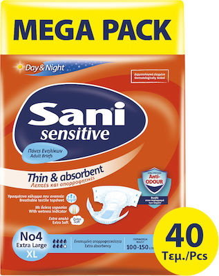 Sani Sensitive Think & Absorbent Incontinence Diapers XLarge 4x10pcs